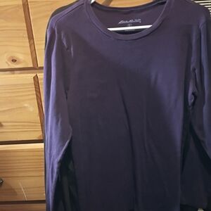 Eddie Bauer Long Sleeve Crew Neck Shirt in Dark Purple